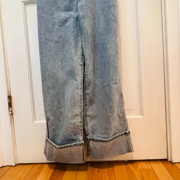 NEW WeWoreWhat We Wore What Blue Indigo Denim Cuffed Overalls Size Small - Picture 5 of 16